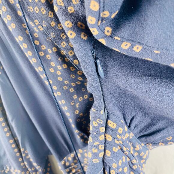 Free People Blue Lace Up Modern Kimono Dress Boho Peasant Size 0 - Picture 8 of 11